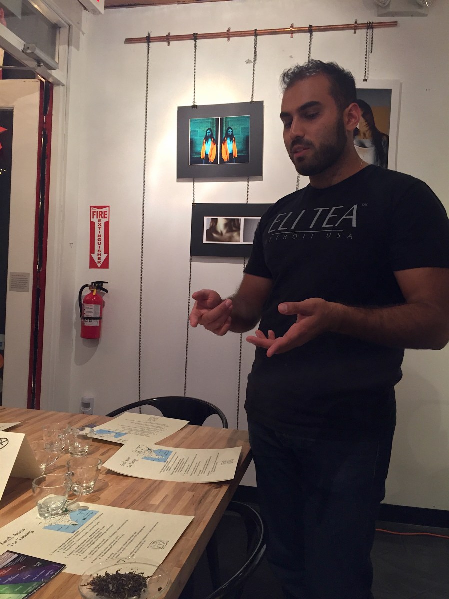 <a rel="license" href="http://creativecommons.org/licenses/by-sa/4.0/"><img alt="Creative Commons License" style="border-width:0" src="https://i.creativecommons.org/l/by-sa/4.0/88x31.png" /></a><br /><span xmlns:dct="http://purl.org/dc/terms/" href="http://purl.org/dc/dcmitype/StillImage" property="dct:title" rel="dct:type">Michigan Tea Week 2015 (Eli Tea Bar) ~ Eli's presentation</span> by <a xmlns:cc="http://creativecommons.org/ns#" href="http://parting.gifts" property="cc:attributionName" rel="cc:attributionURL">Jocilyn Mors</a> is licensed under a <a rel="license" href="http://creativecommons.org/licenses/by-sa/4.0/">Creative Commons Attribution-ShareAlike 4.0 International License</a>.